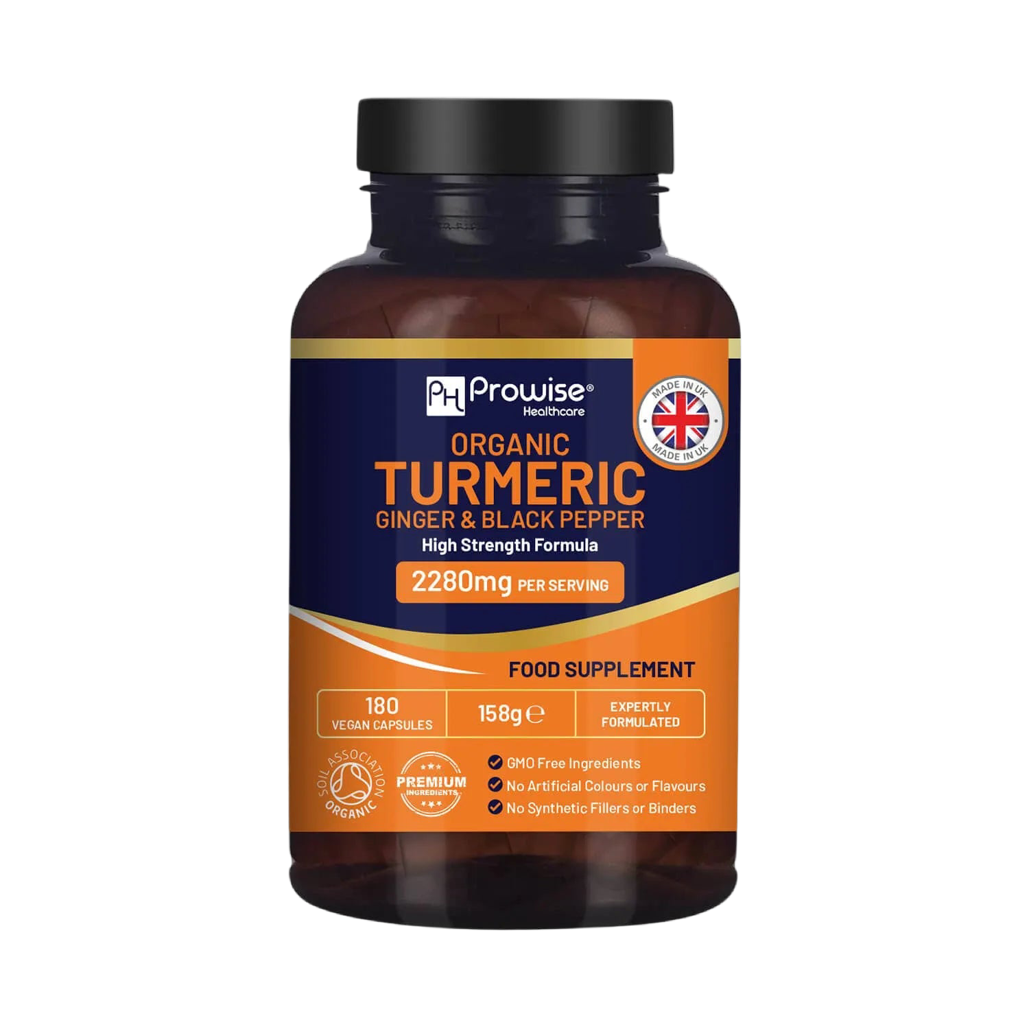 Organic Turmeric 2280mg (High Strength) with Black Pepper