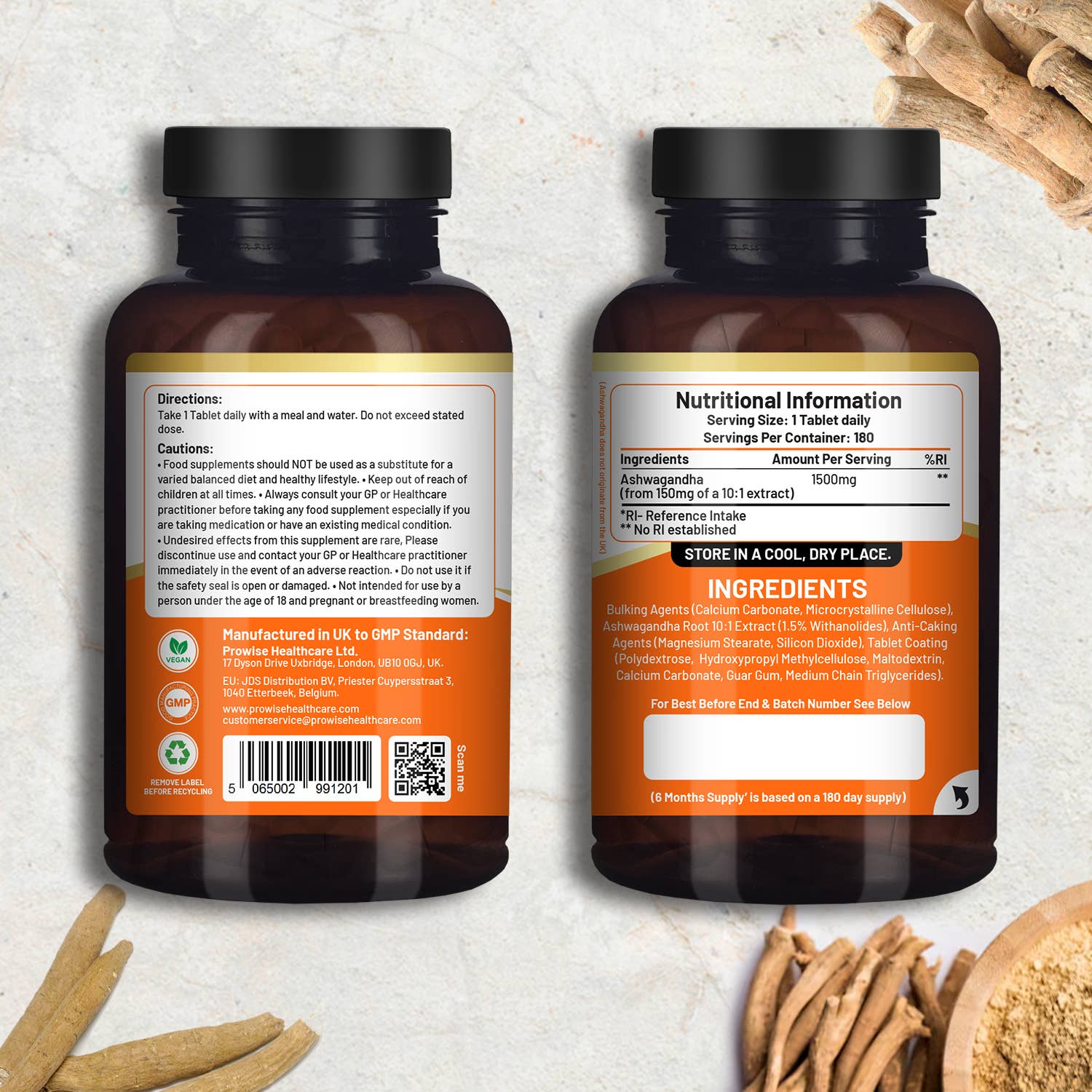Ashwagandha 1500mg 180 Vegan Tablets